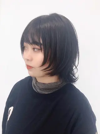 ミディアム カラー ウルフカット ハッシュカット/七海のヘアスタイル