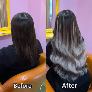 ロング シール＋ちび編み込み エクステ梅田🐨のヘアスタイル