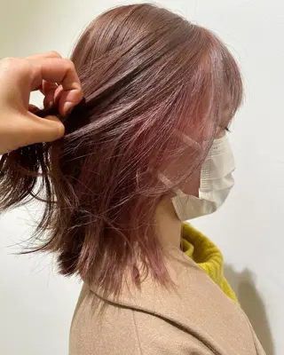 ミディアム カラー 由比藤理子 ブリーチカラー🌈のヘアスタイル