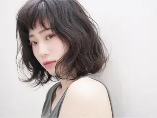 ミディアム カラー パーマ 花井 啓好のヘアスタイル