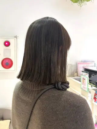 ミディアム カラー ヘアアレンジ 吉水 彩乃 /ボブ/艶感カラーのヘアスタイル