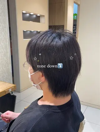 カラー メンズ ブリーチなしカラー/ 暖色カラー/艶カラーのヘアスタイル