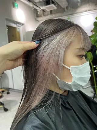 ミディアム カラー ハイトーン&髪質改善 &韓国エクステ🤎のヘアスタイル