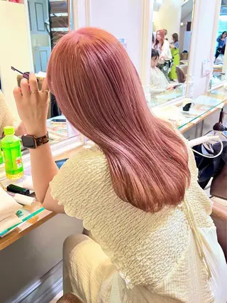 セミロング カラー ヘアアレンジ ハイトーンピンク🍑 ブリーチ🍑RINAのヘアスタイル