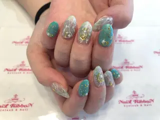ネイル ネイルリボン 受付スタッフのネイルデザイン