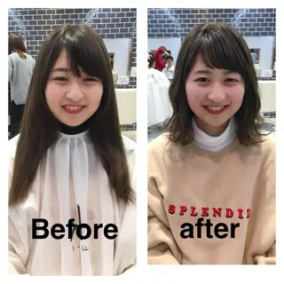 ミディアム カラー 中村 美穂のヘアスタイル