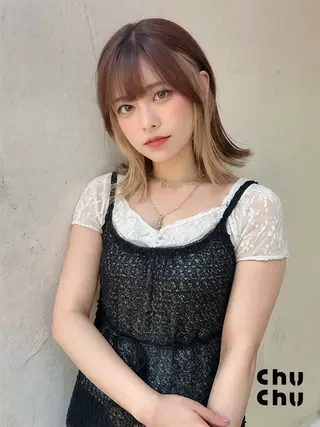 ミディアム カラー インナーカラー/レイ ヤーカット♡/マキシのヘアスタイル