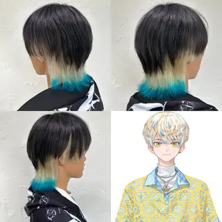 ショート カラー メンズ インナーカラー🫶 オタク美容師 山本のヘアスタイル