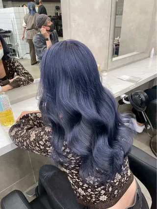 ロング カラー 寒色🦋韓国ヘア💙 レイヤー/グレージュのヘアスタイル