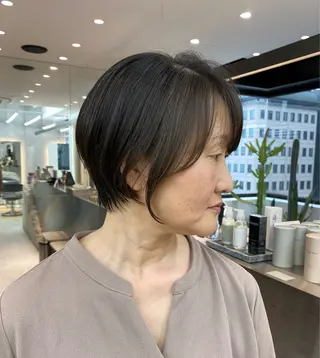 ショート カラー レイヤーボブ縮毛矯正 韓国RINAのヘアスタイル