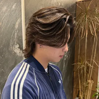 セミロング パーマ メンズ 💈原宿指名No.1 センターパート💈のヘアスタイル