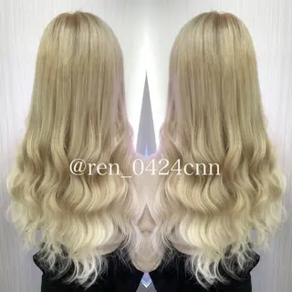 ロング カラー れん/ハイトーン /エクステ/韓国風のヘアスタイル