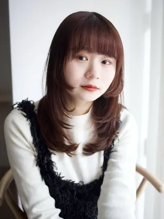 セミロング カラー 越後 遥/ 透明感カラー🪞🤍のヘアスタイル
