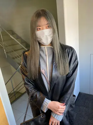 ロング カラー パーマ ヘアアレンジ 髪と音処　マトぺ所属・デザインカラー/ボブ ブリーチカラー/ユリのヘアスタイル