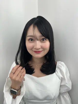 ミディアム カラー 透明感カラー✨🩵 韓国ヘアkanatoのヘアスタイル