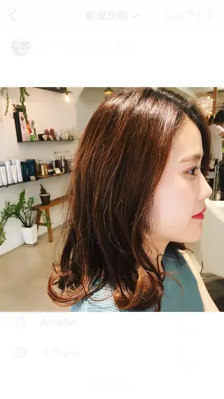 セミロング パーマ 安永 涼のヘアスタイル