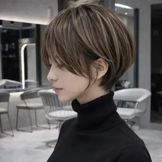 ショート カラー 《髪質改善✖️レイヤ ー🩶》ナオヤのヘアスタイル
