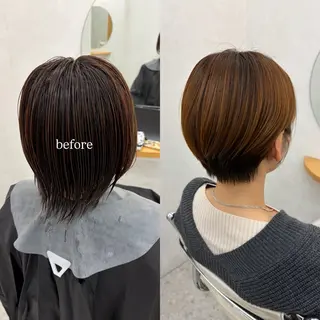 ショート リン🔔ボブ cut 柔らかベージュ🤎のヘアスタイル