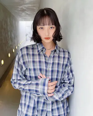 ミディアム カラー AiM 大名　似合わせカットのヘアスタイル