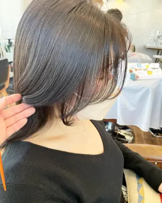 ミディアム カラー メンズ／パーマ ／レディース髪質改善のヘアスタイル