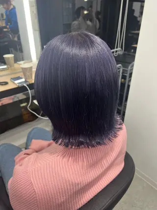 ミディアム カラー 暗髪🩶ラベンダー/ ブルー/ユウナ🤍のヘアスタイル