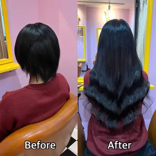 ロング シール＋ちび編み込み エクステ梅田🐨のヘアスタイル