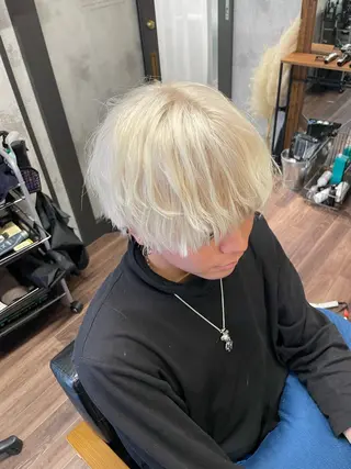 カラー メンズ Lull1人美容室 バレイヤージュのヘアスタイル