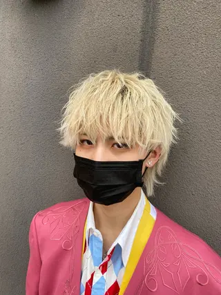ミディアム カラー パーマ メンズ 岩城 滉成のヘアスタイル