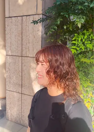 ミディアム パーマ 山口 陸のヘアスタイル