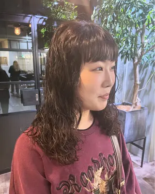ミディアム パーマ すみとも るなのヘアスタイル