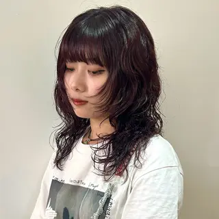 ミディアム パーマ nonoka オリーブ/レイヤーのヘアスタイル