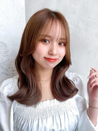 セミロング カラー 顔周り/くびれヘア 韓国ヘア💕風間るなのヘアスタイル