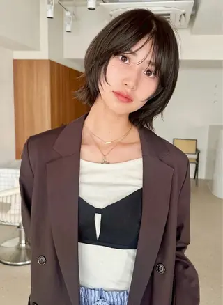 ショート 小顔矯正/レイヤー 透明感カラー✨生真のヘアスタイル