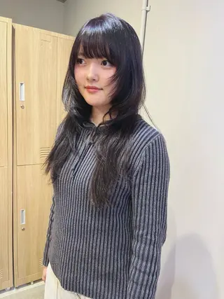 ロング カラー レイヤーカット🍏 オリーブ/ののかのヘアスタイル