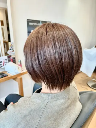 ショート カラー 秋山知穂🧸縮毛矯正 ショート新越谷南越谷のヘアスタイル