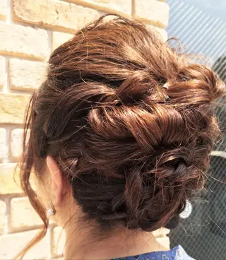 ミディアム ヘアアレンジ くまがい みゆ【edge.】のヘアスタイル