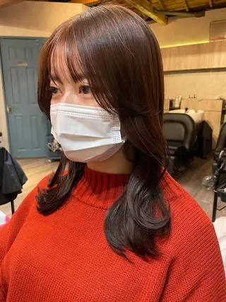 セミロング カラー 顔周りカット 【オノザワリョウ】のヘアスタイル