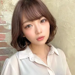 ミディアム カラー パーマ ヘアアレンジ 骨格別小顔カット/ 顔周りカット/金井のヘアスタイル
