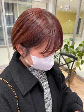 カラー 矯正パーマ、ベージュ ボブカット🫧のヘアスタイル