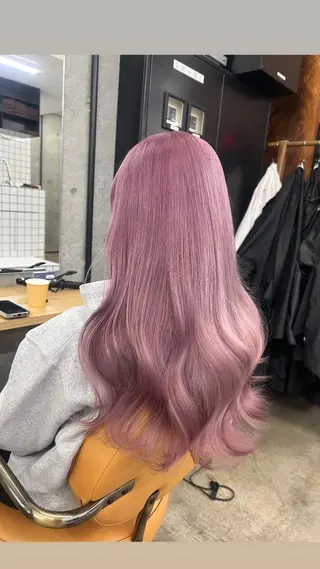 ロング カラー 🌷ラベンダーピンク 顔まわり🌷ねいろのヘアスタイル