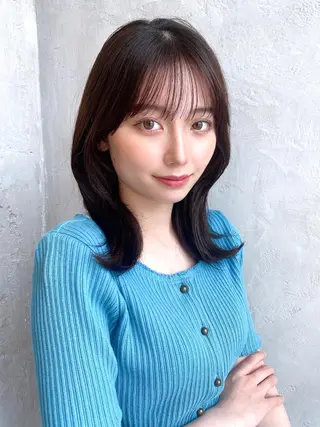 セミロング カラー 顔周り/くびれヘア 韓国ヘア💕風間るなのヘアスタイル