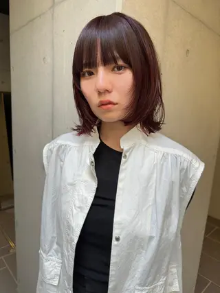 ミディアム カラー 似合わせウルフ/ レイヤー/山本祐輔のヘアスタイル