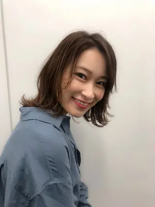 ミディアム カラー パーマ ヘアアレンジ 髪質改善/韓国風 レイヤー/田村祐樹のヘアスタイル