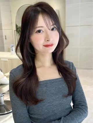 ロング カラー カット無料｜レイヤー カット｜韓国モテへアのヘアスタイル