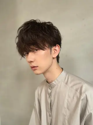ミディアム パーマ 植田 能生のヘアスタイル