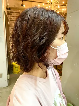 ミディアム カラー パーマ 🍀アレンジ簡単ヘア ☘️石田万里奈🍀のヘアスタイル