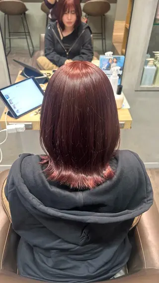 ミディアム カラー 透明感カラー/縮毛/ chino🍀のヘアスタイル