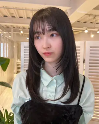 セミロング 韓国ヘア 🎀華澄のヘアスタイル