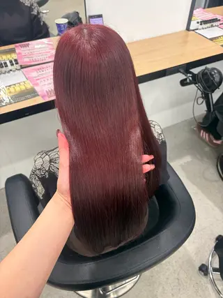 ロング カラー 💗愛され暖色💗 ピンク/レッド💗のヘアスタイル