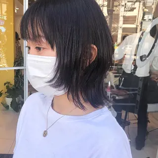ミディアム カラー ウルフカット ハッシュカット/七海のヘアスタイル
